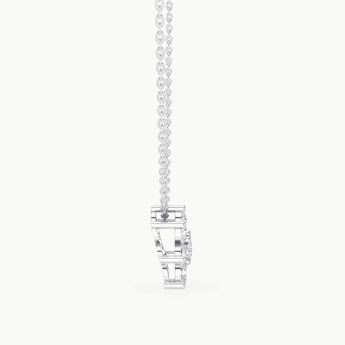 Round lab-grown diamond flower cluster pendant in 14K white gold, 1.32 CT TW, view 3