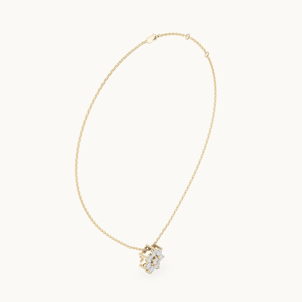 Round lab-grown diamond flower cluster pendant in 14K yellow gold, 1.32 CT TW, view 1