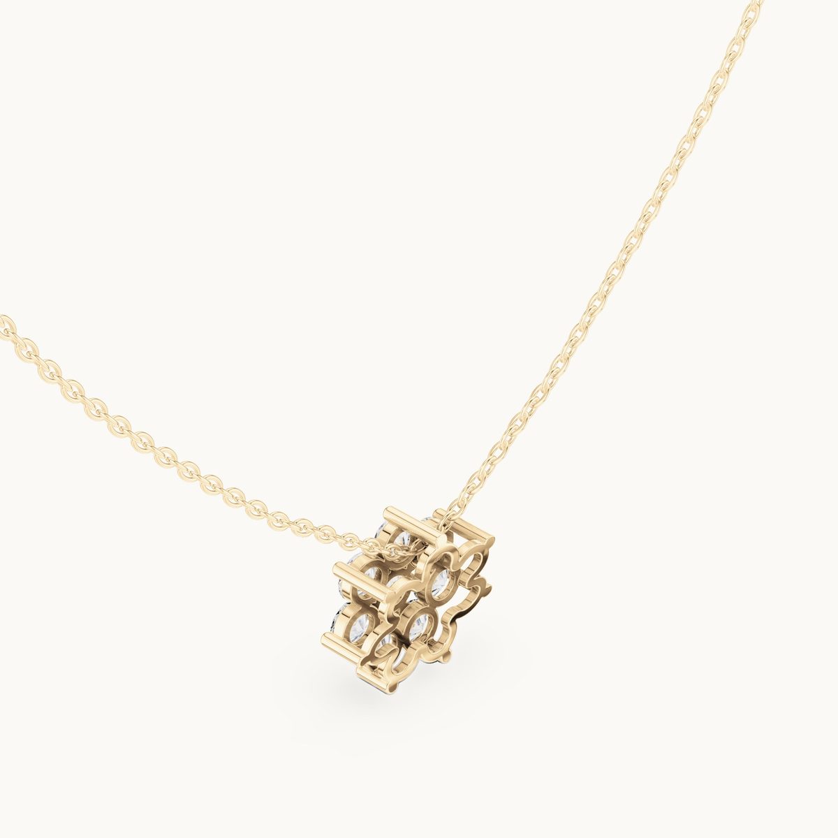 Round lab-grown diamond flower cluster pendant in 14K yellow gold, 1.32 CT TW, view 2