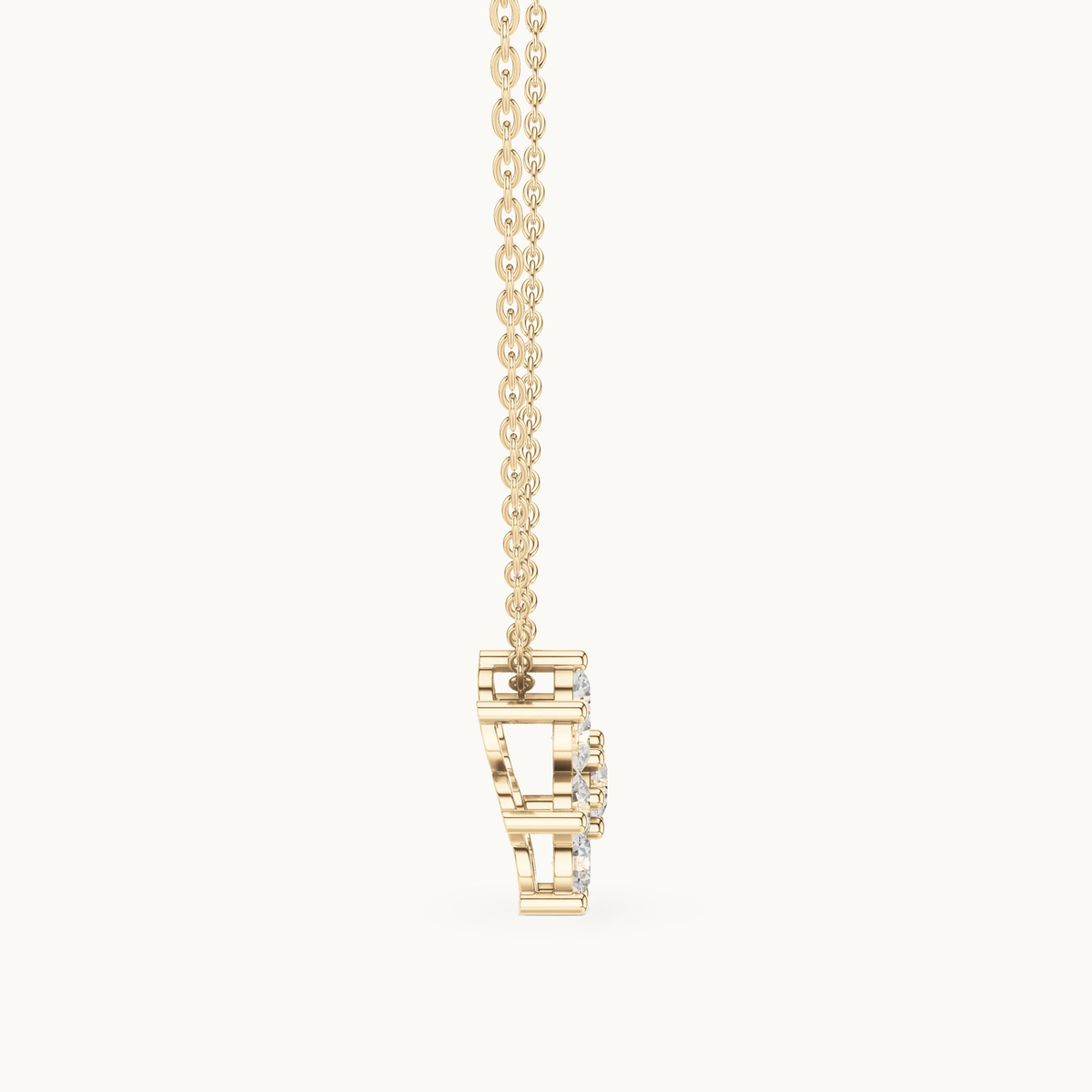 Round lab-grown diamond flower cluster pendant in 14K yellow gold, 1.32 CT TW, view 3