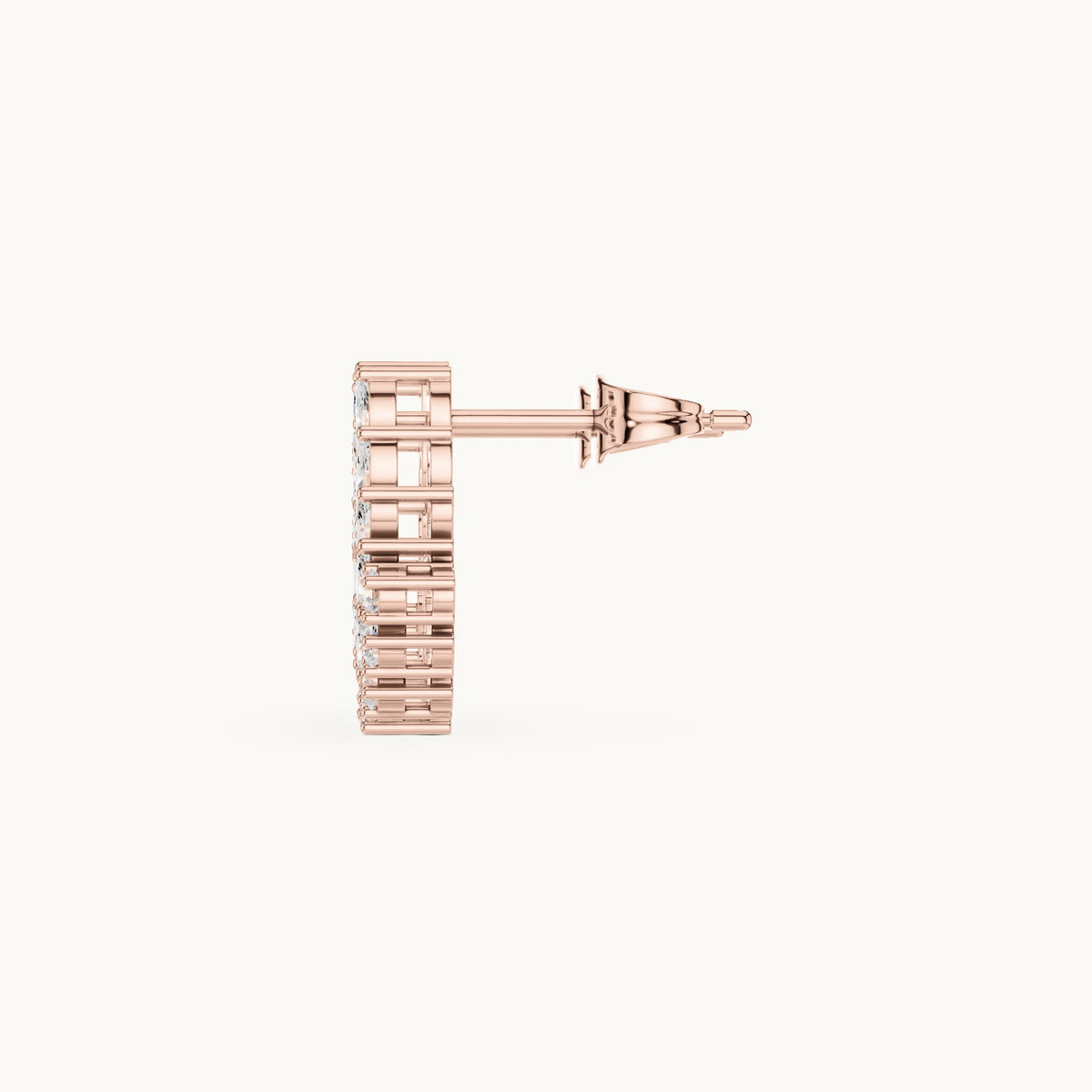 Marquise and round lab-grown diamond fern cluster stud earrings in rose gold, 0.80 CT TW, view 3