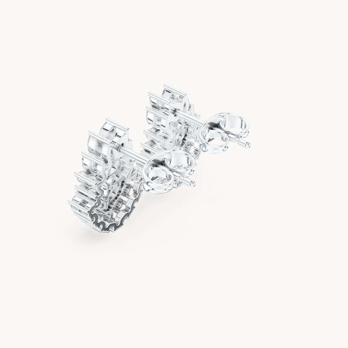 Marquise and round lab-grown diamond fern cluster stud earrings in white gold, 0.80 CT TW, view 2