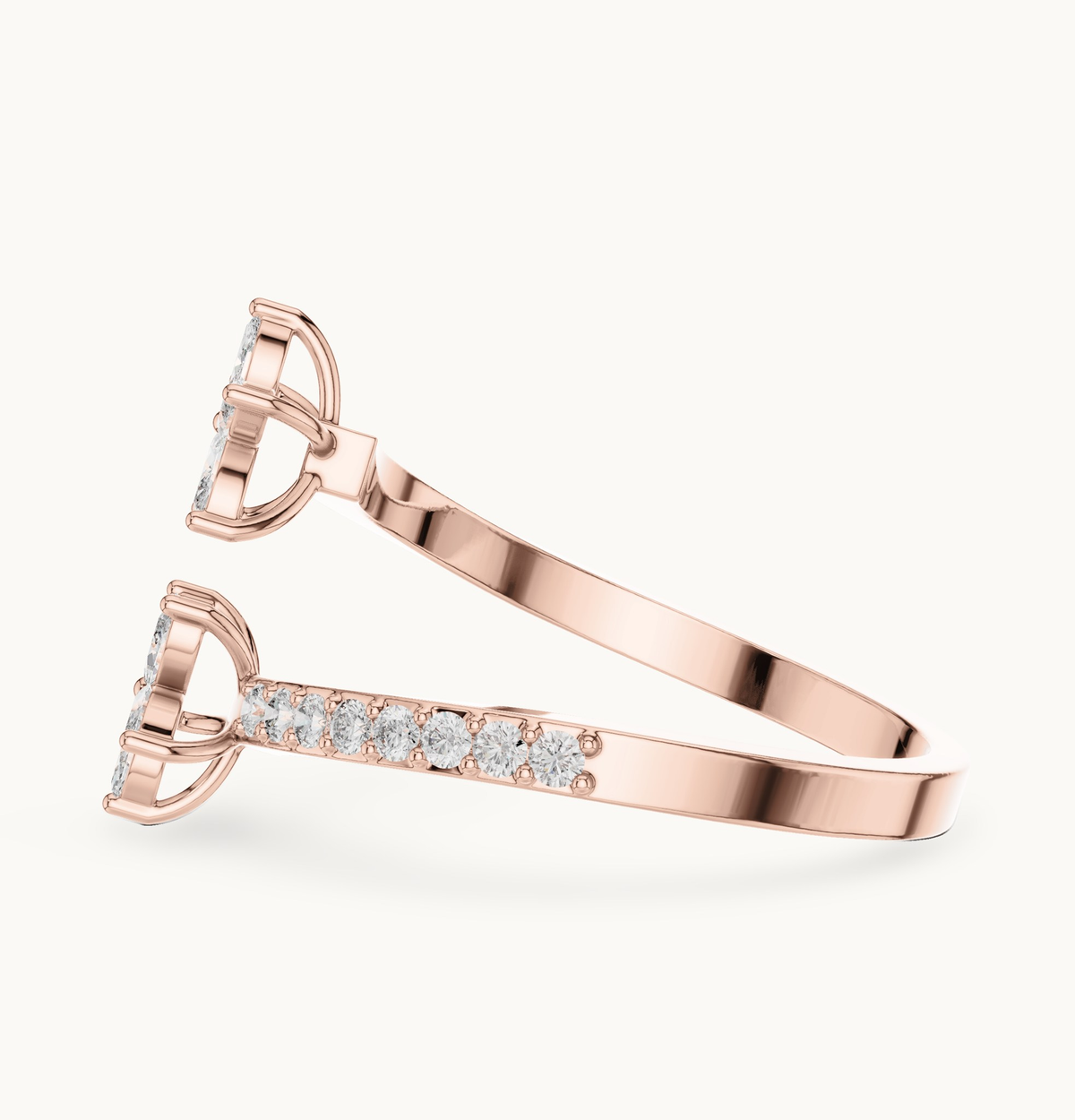 Marquise and round lab-grown diamond cluster ring in 14K rose gold, 0.44 CT TW, view 3