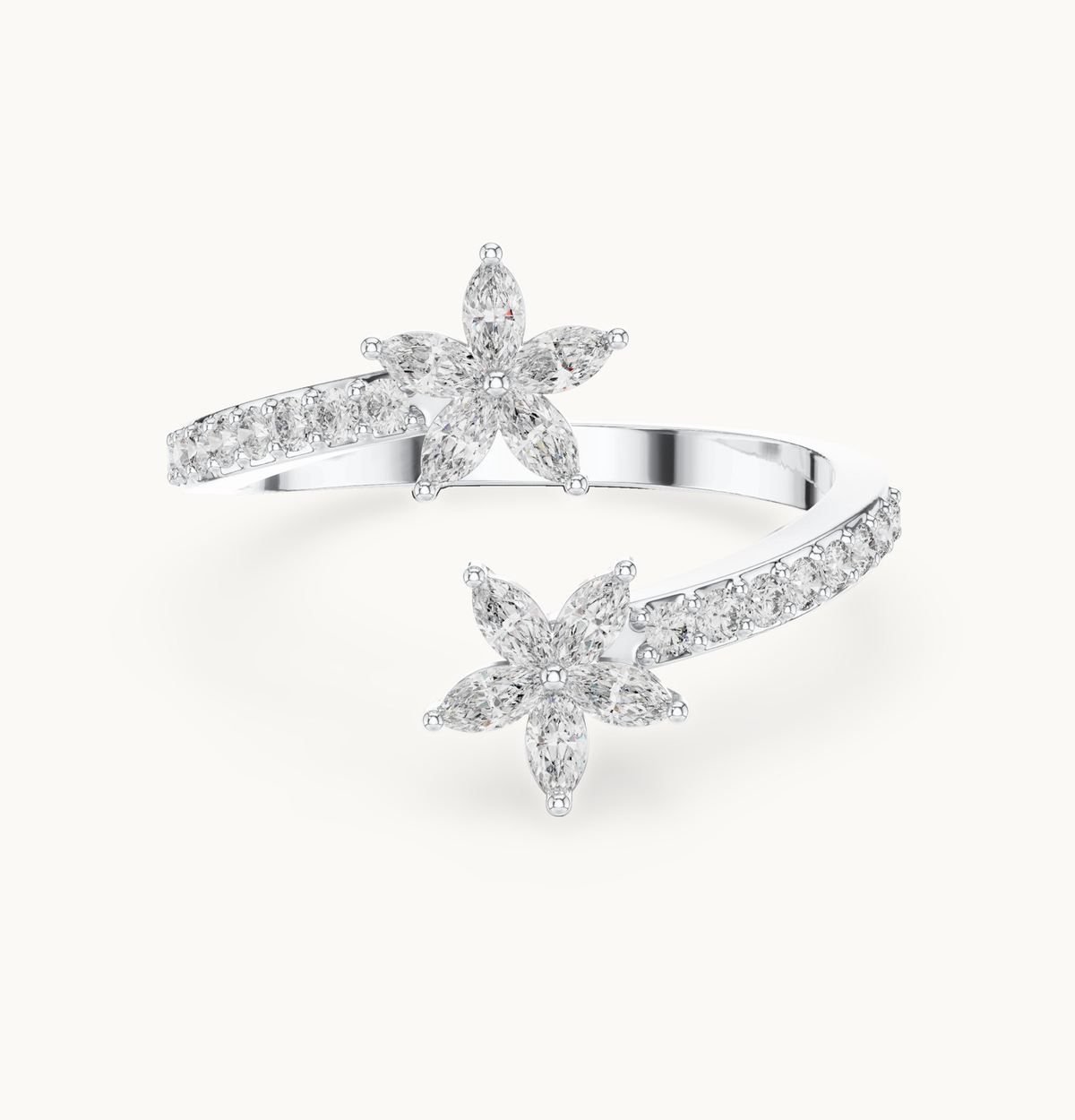 Marquise and round lab-grown diamond cluster ring in 14K white gold, 0.44 CT TW, view 4