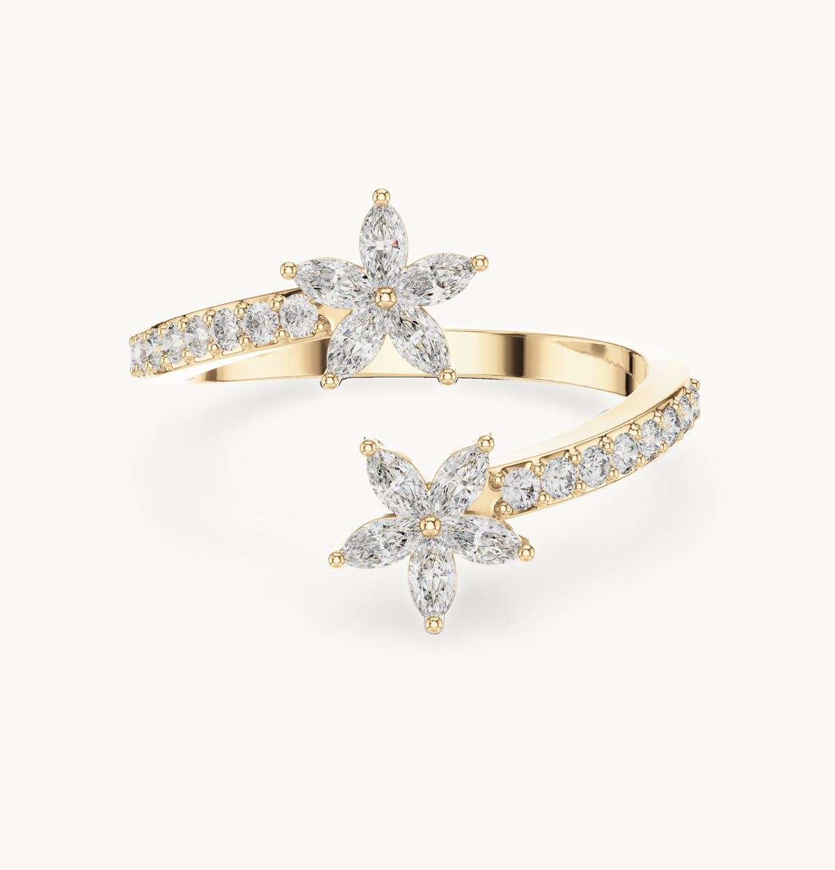 Marquise and round lab-grown diamond cluster ring in 14K yellow gold, 0.44 CT TW, view 4