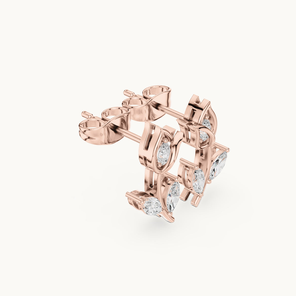 Marquise and pear lab-grown diamond open tulip stud earrings in rose gold, 0.32 CT TW, view 1