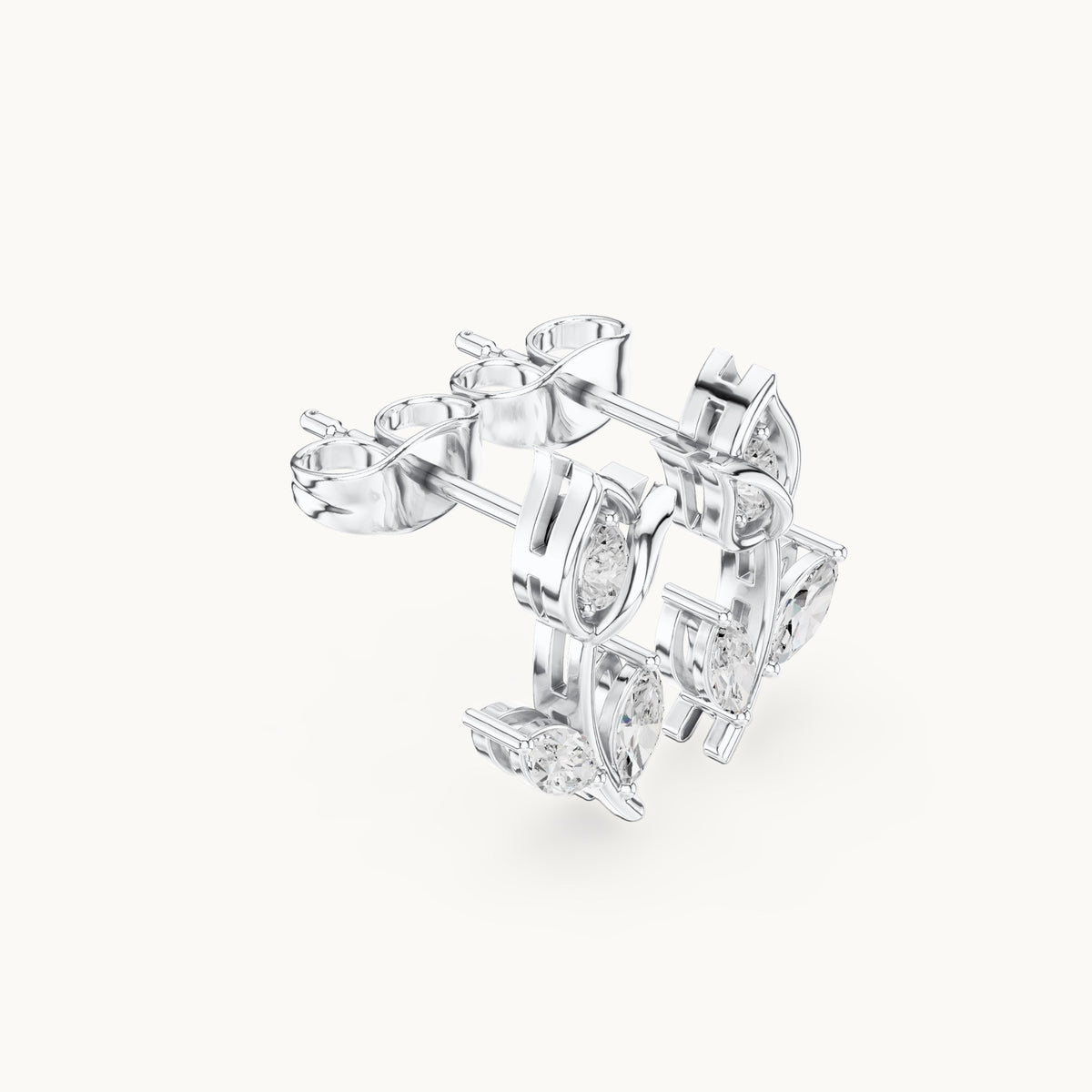 Marquise and pear lab-grown diamond open tulip stud earrings in white gold, 0.32 CT TW, view 1