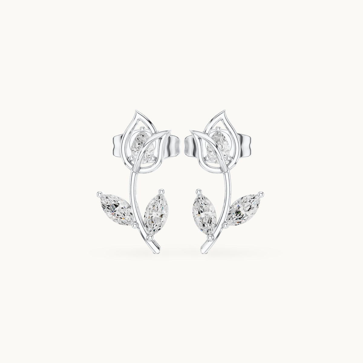 Marquise and pear lab-grown diamond open tulip stud earrings in white gold, 0.32 CT TW, view 4
