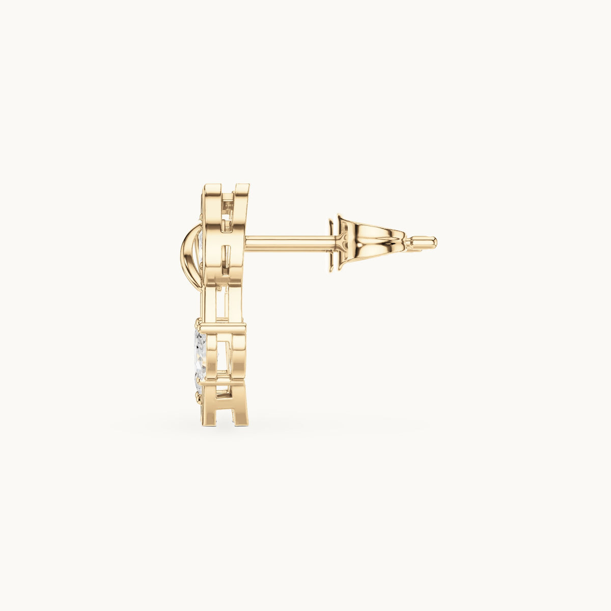 Marquise and pear lab-grown diamond open tulip stud earrings in yellow gold, 0.32 CT TW, view 3