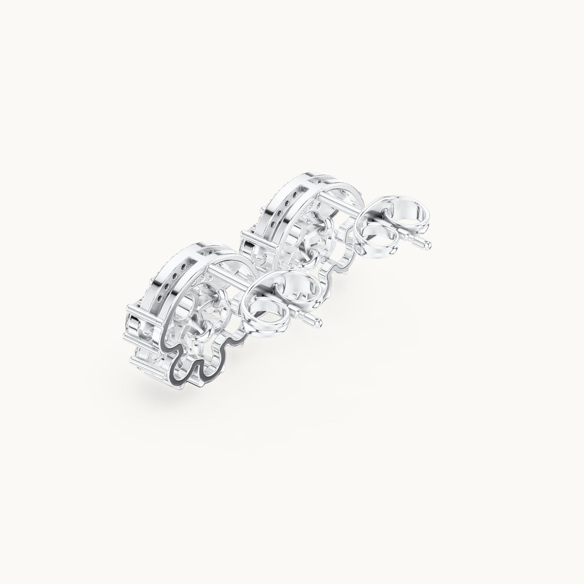 Pear and round lab-grown diamond fan cluster stud earrings in white gold, 1.66 CT TW, view 2