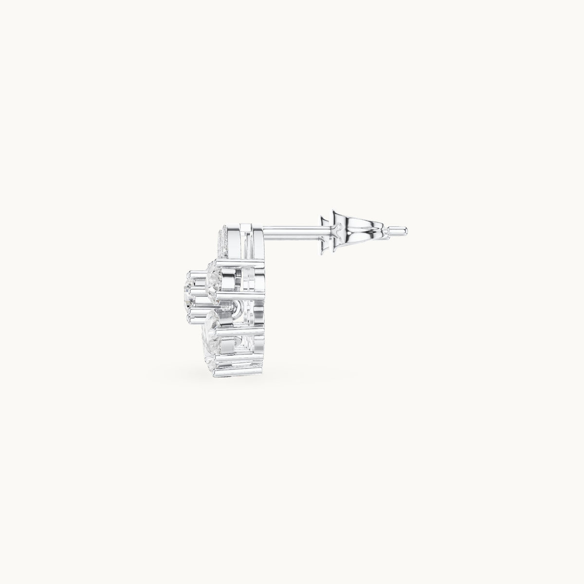 Pear and round lab-grown diamond fan cluster stud earrings in white gold, 1.66 CT TW, view 3