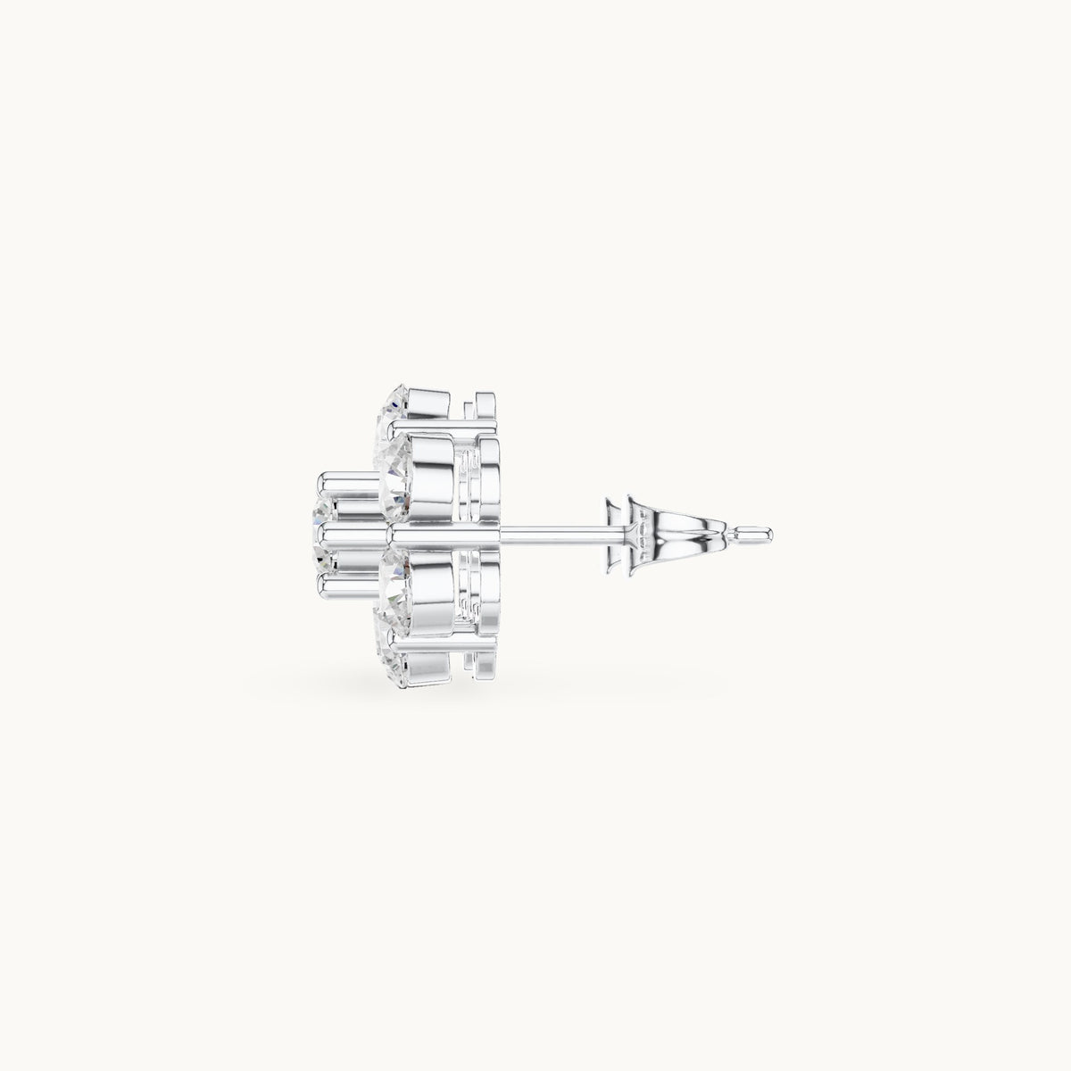 Round lab-grown diamond hexagon cluster stud earrings in white gold, 2.94 CT TW, view 3