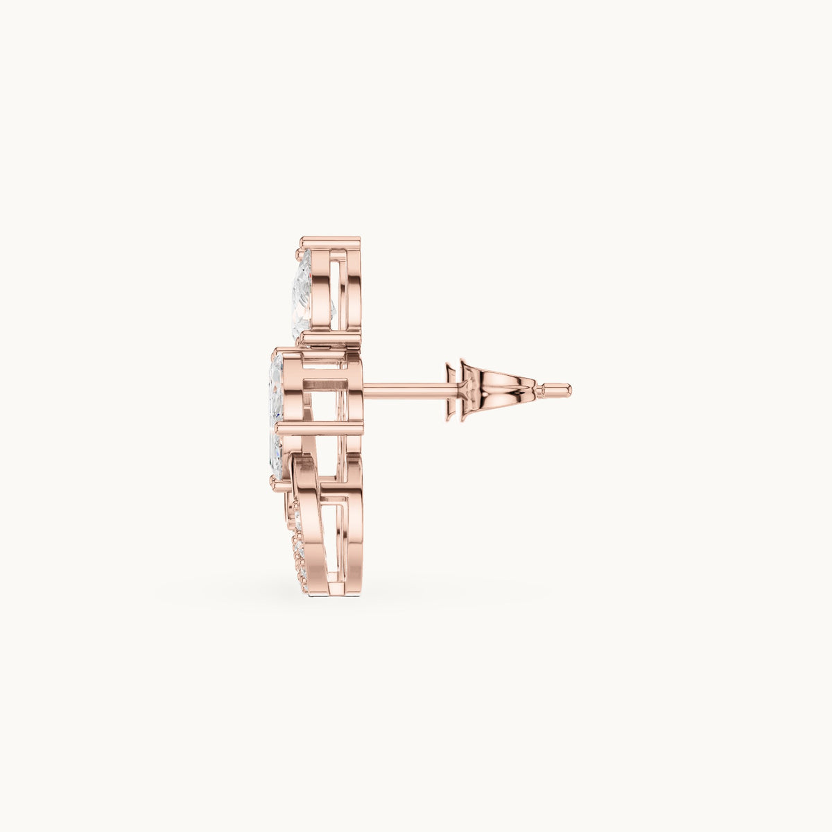 Marquise, pear and round lab-grown diamond leaf and pavé circle earrings in rose gold, 2.21 CT TW, view 3