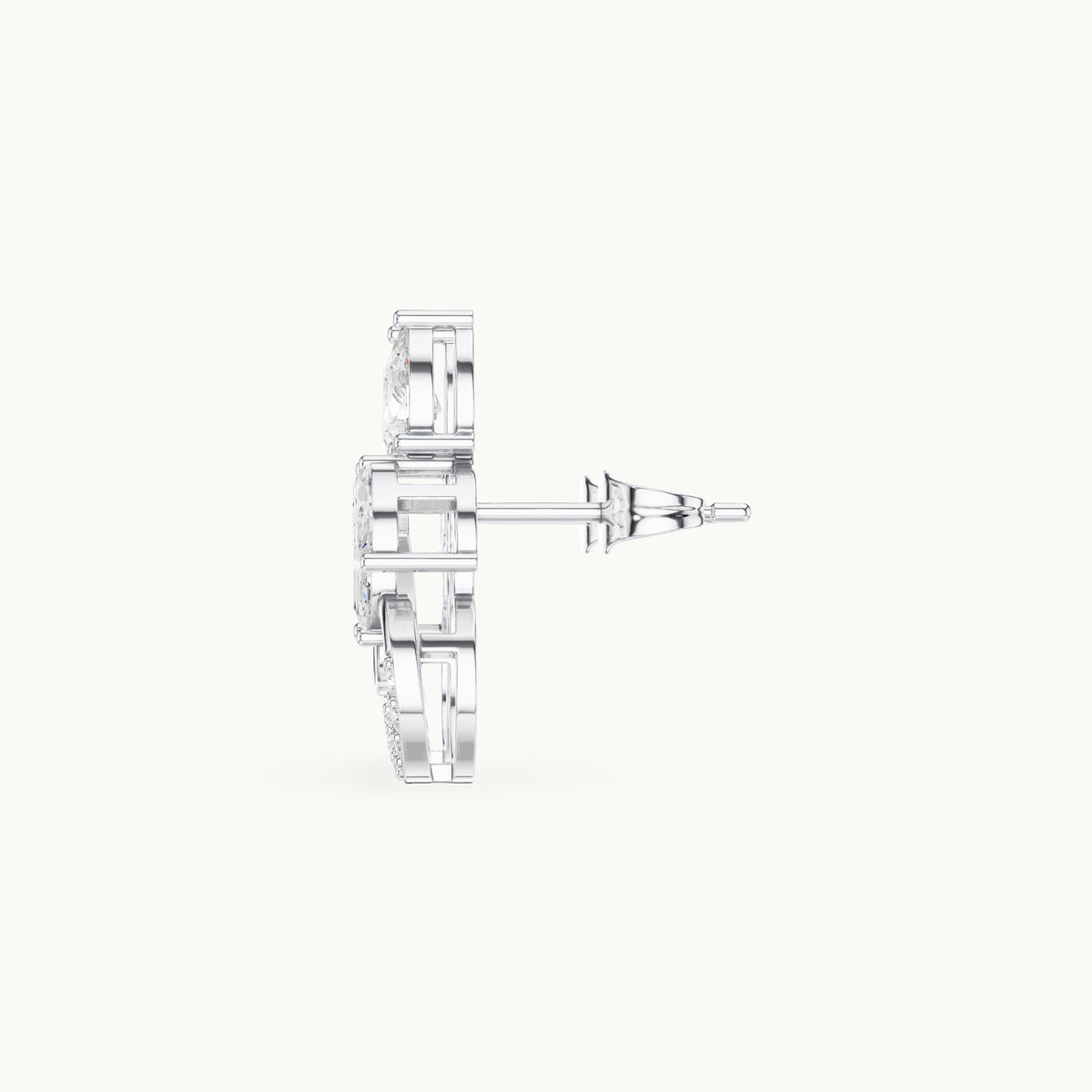 Marquise, pear and round lab-grown diamond leaf and pavé circle earrings in white gold, 2.21 CT TW, view 3