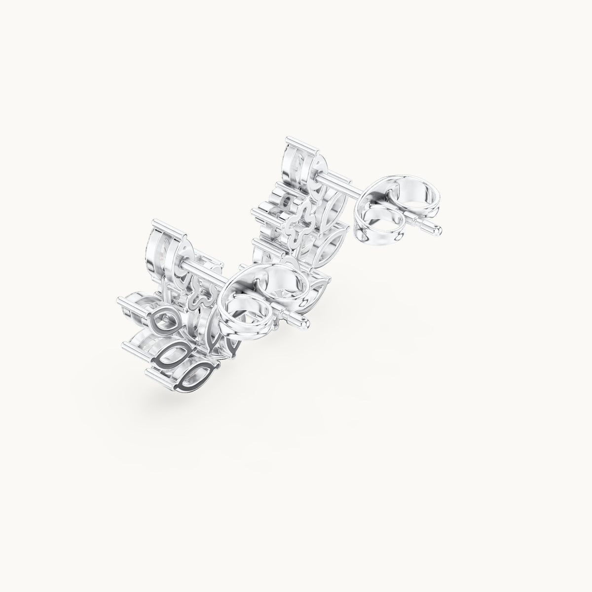 Marquise and round lab-grown diamond leaf vine climber earrings in white gold, 0.77 CT TW, view 2