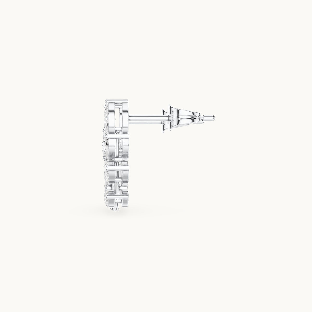 Marquise and round lab-grown diamond leaf vine climber earrings in white gold, 0.77 CT TW, view 3