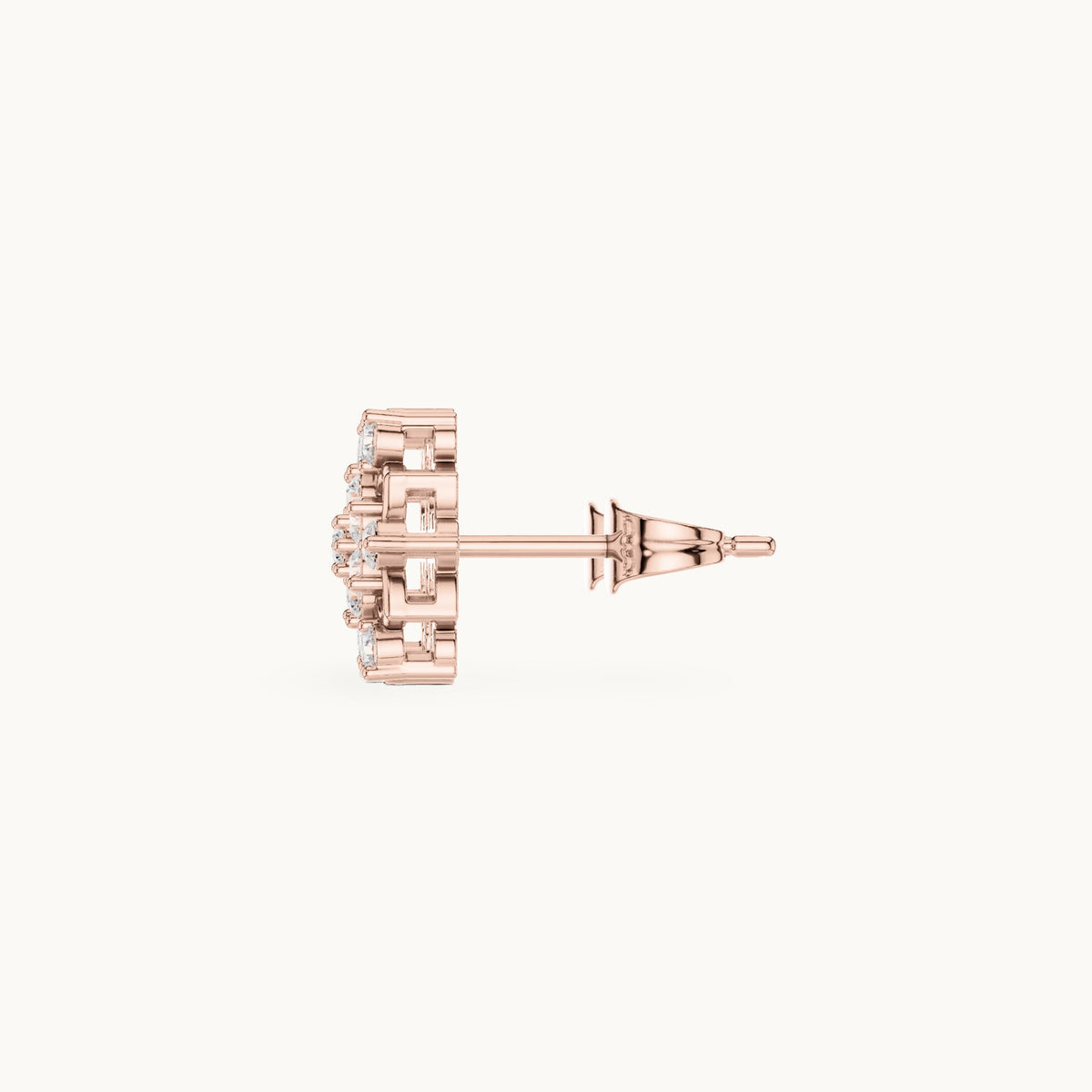 Round lab-grown diamond lotus flower stud earrings in rose gold, 0.39 CT TW, view 3