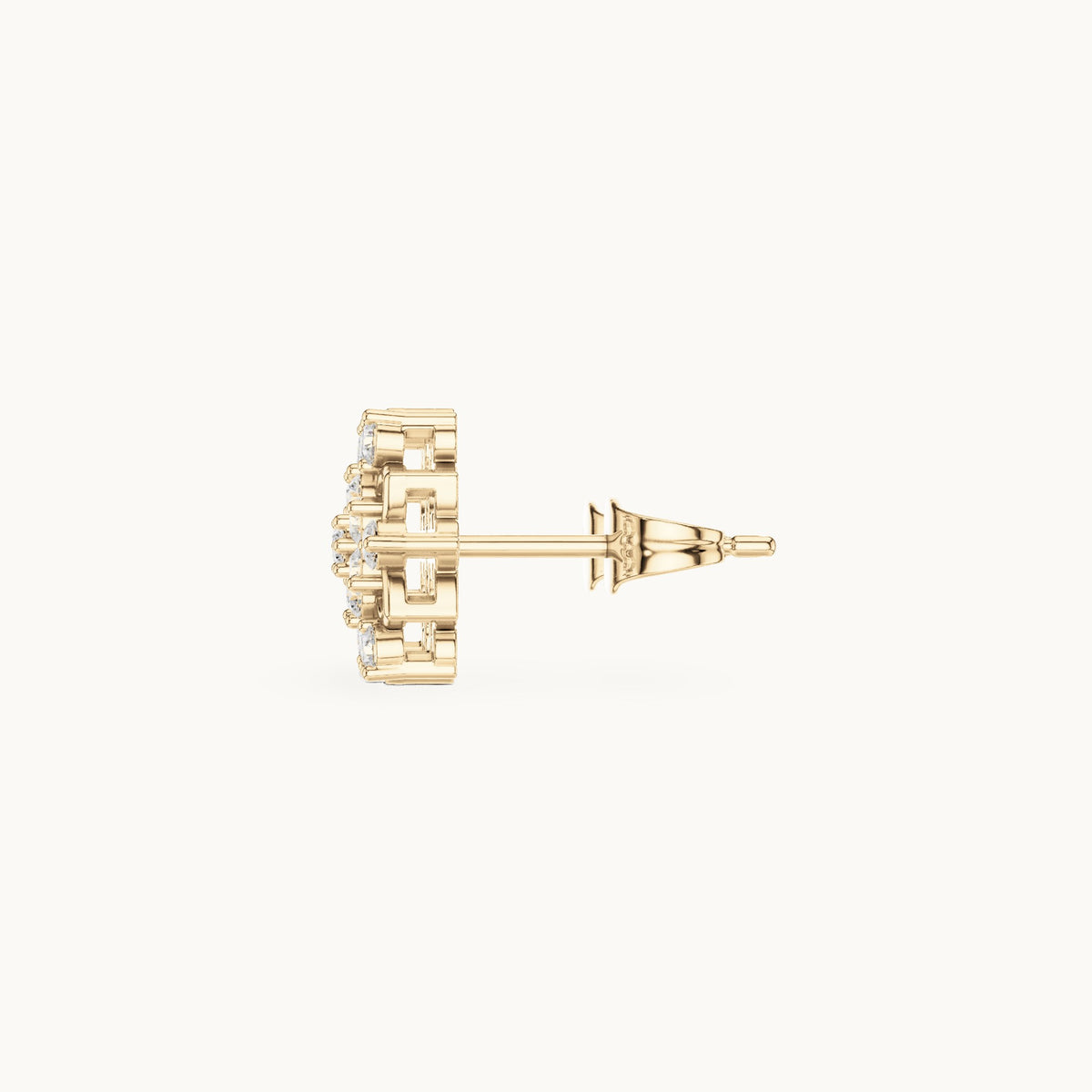 Round lab-grown diamond lotus flower stud earrings in yellow gold, 0.39 CT TW, view 3
