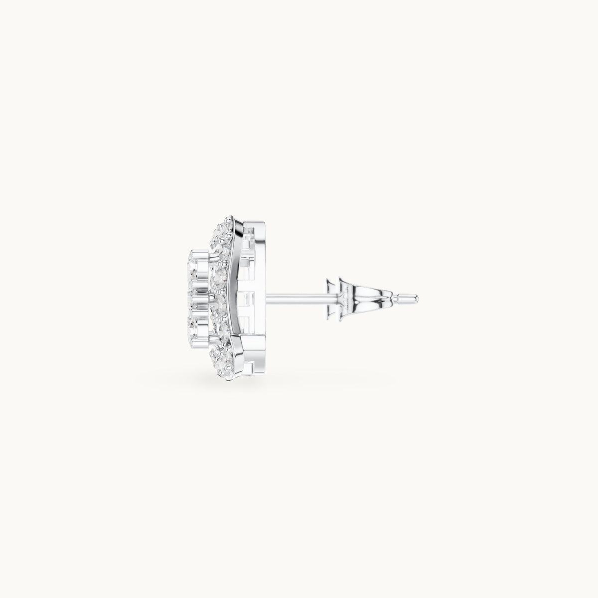 Round lab-grown diamond square cluster halo stud earrings in white gold, 1.29 CT TW, view 3