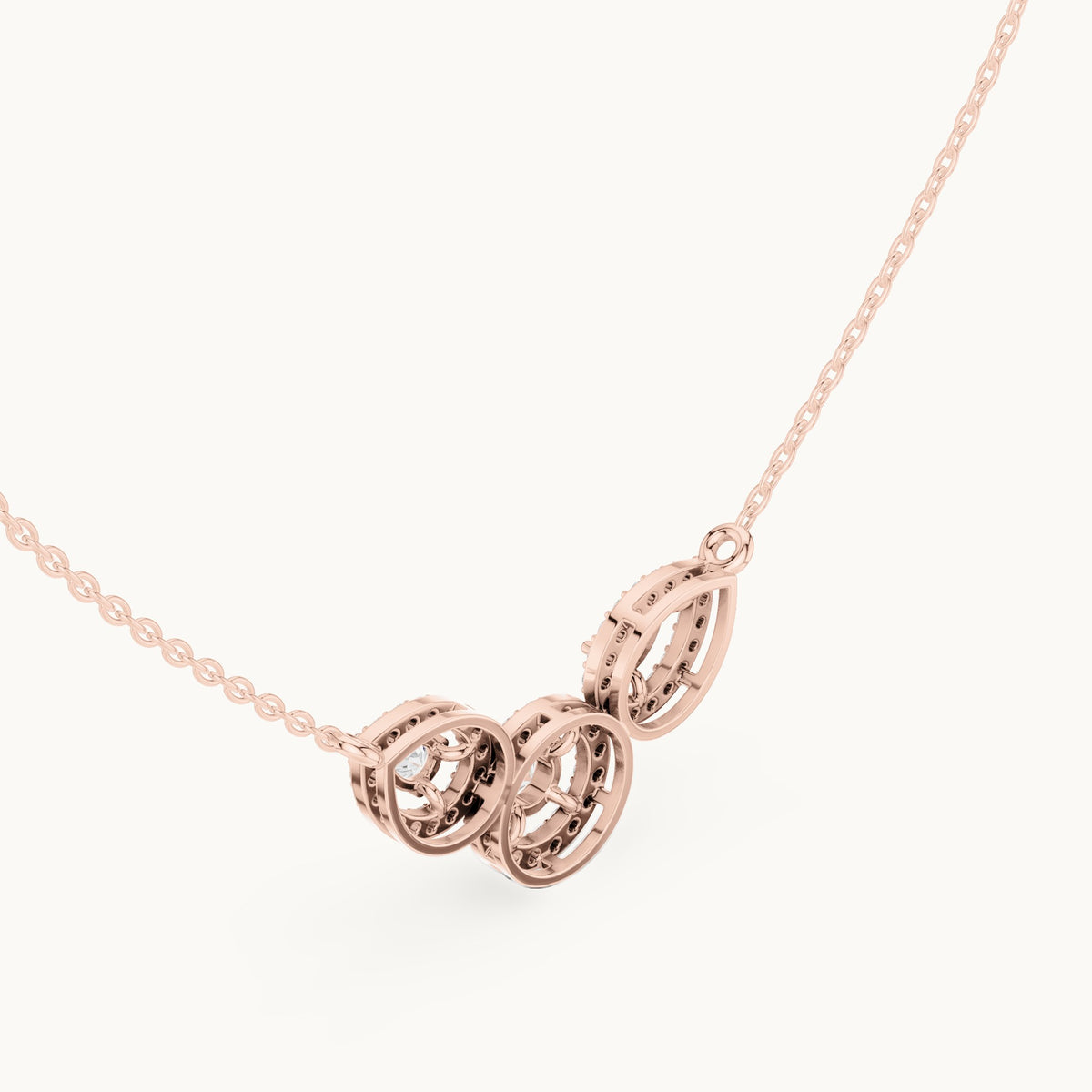 Pear and round lab-grown diamond halo trio mangalsutra pendant in rose gold, 1.11 CT TW, view 2