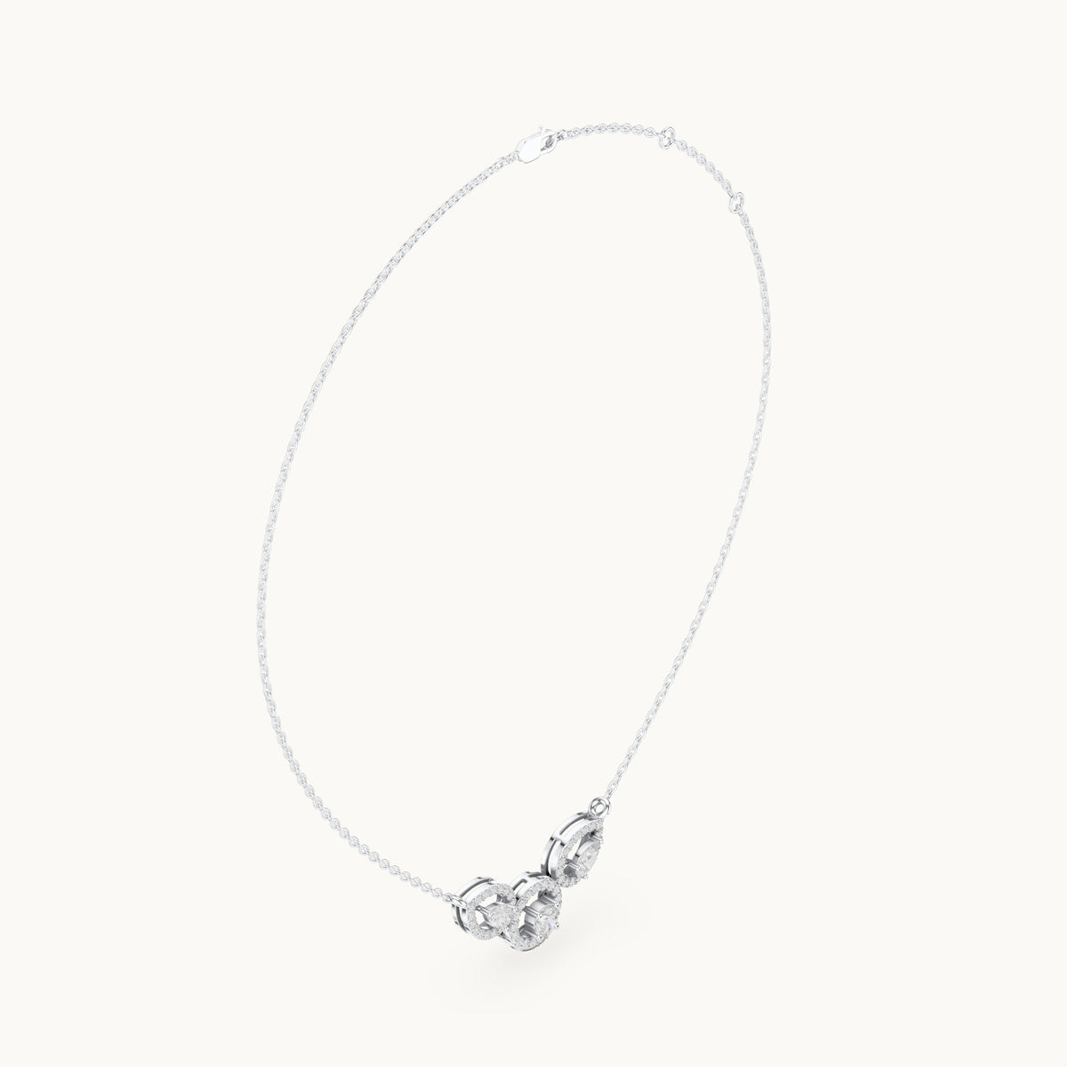Pear and round lab-grown diamond halo trio mangalsutra pendant in white gold, 1.11 CT TW, view 1
