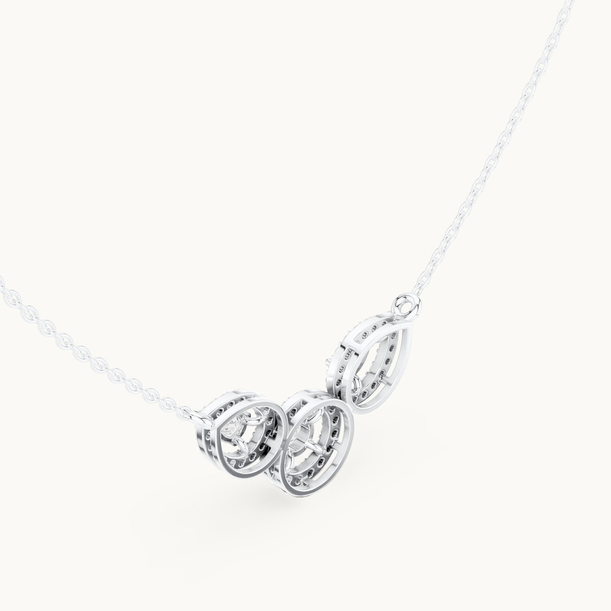 Pear and round lab-grown diamond halo trio mangalsutra pendant in white gold, 1.11 CT TW, view 2