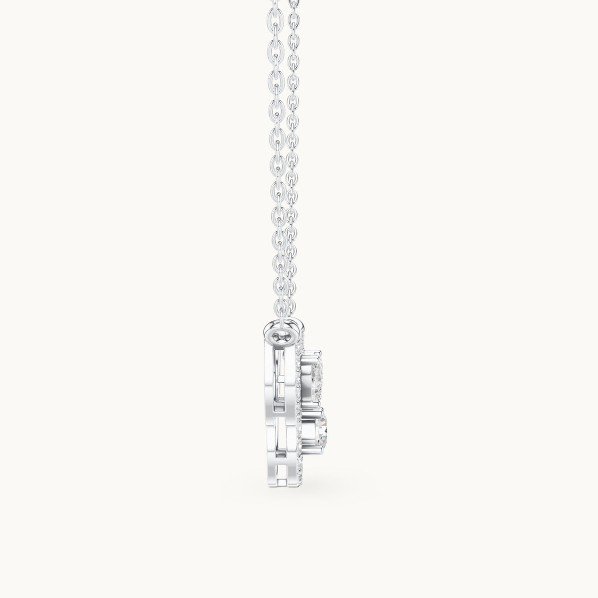 Pear and round lab-grown diamond halo trio mangalsutra pendant in white gold, 1.11 CT TW, view 3