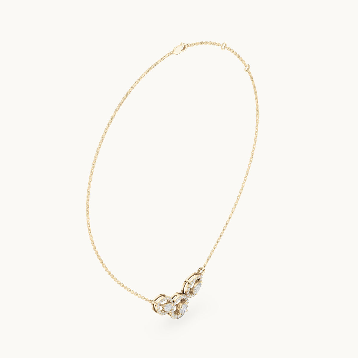 Pear and round lab-grown diamond halo trio mangalsutra pendant in yellow gold, 1.11 CT TW, view 1