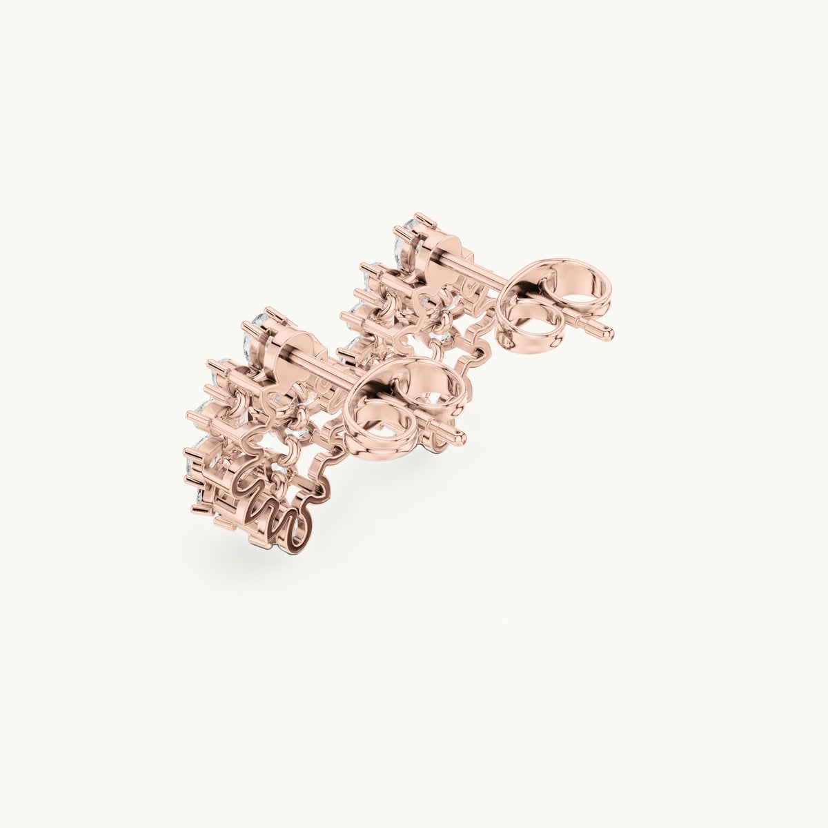 Marquise, pear and emerald-cut lab-grown diamond starburst stud earrings in rose gold, 1.00 CT TW, view 2