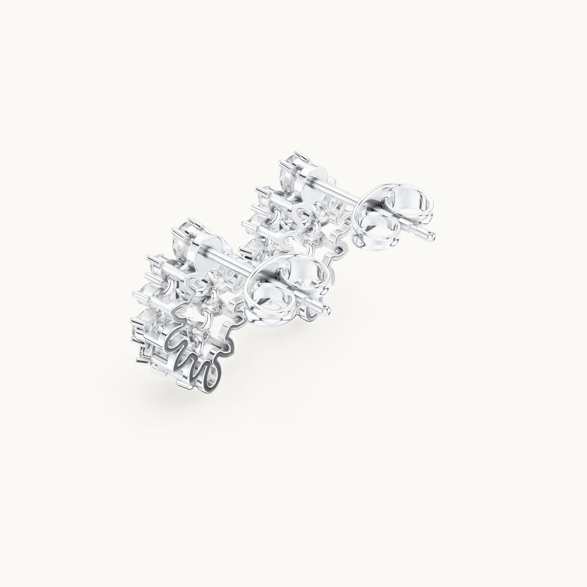 Marquise, pear and emerald-cut lab-grown diamond starburst stud earrings in white gold, 1.00 CT TW, view 2
