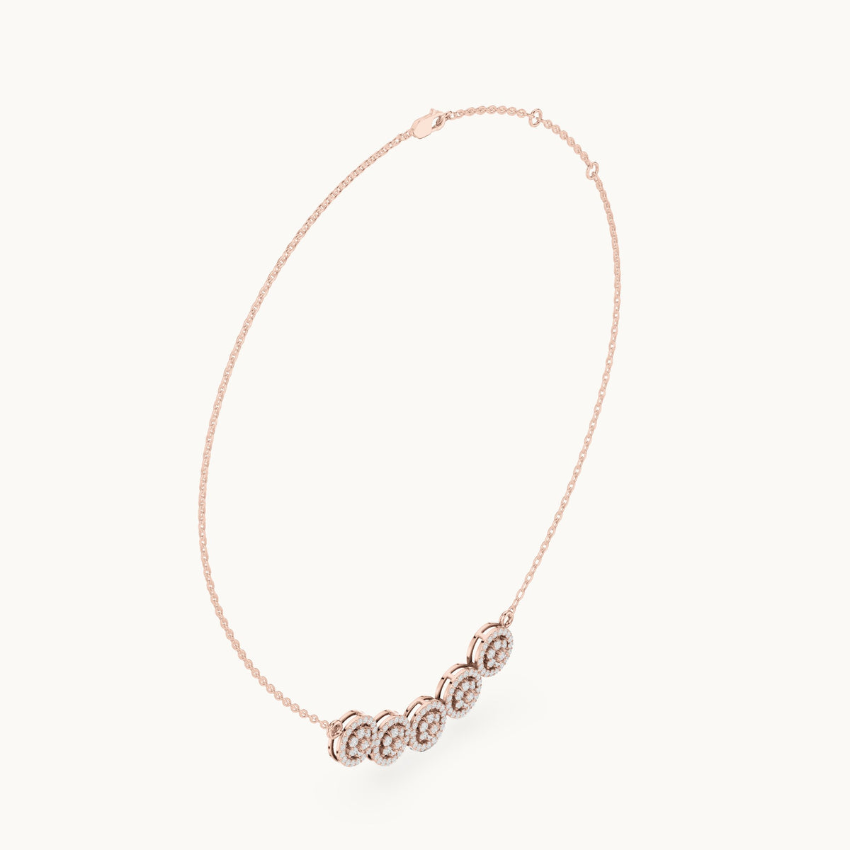 Round lab-grown diamond five-station cluster mangalsutra pendant in rose gold, 1.06 CT TW, view 1