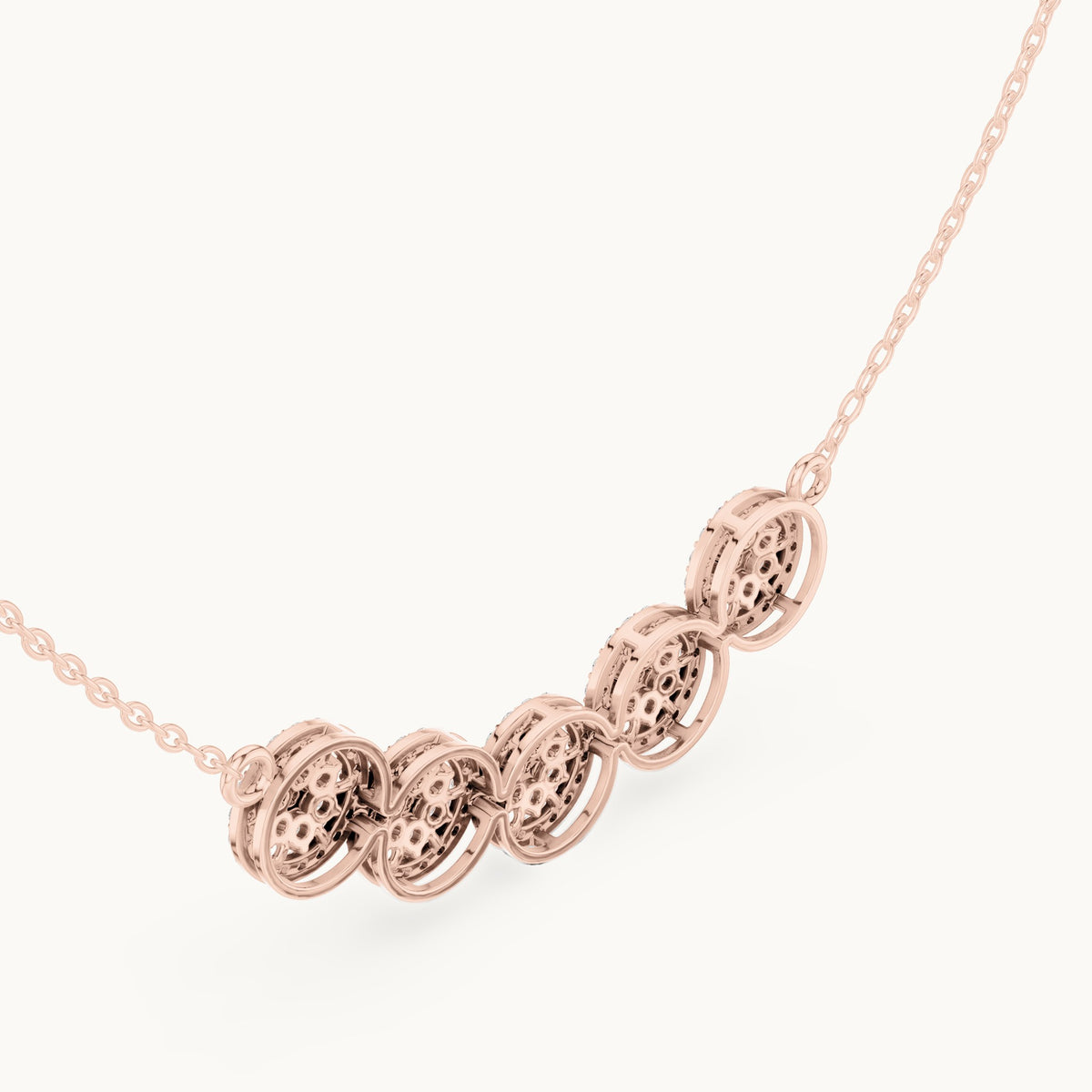 Round lab-grown diamond five-station cluster mangalsutra pendant in rose gold, 1.06 CT TW, view 2