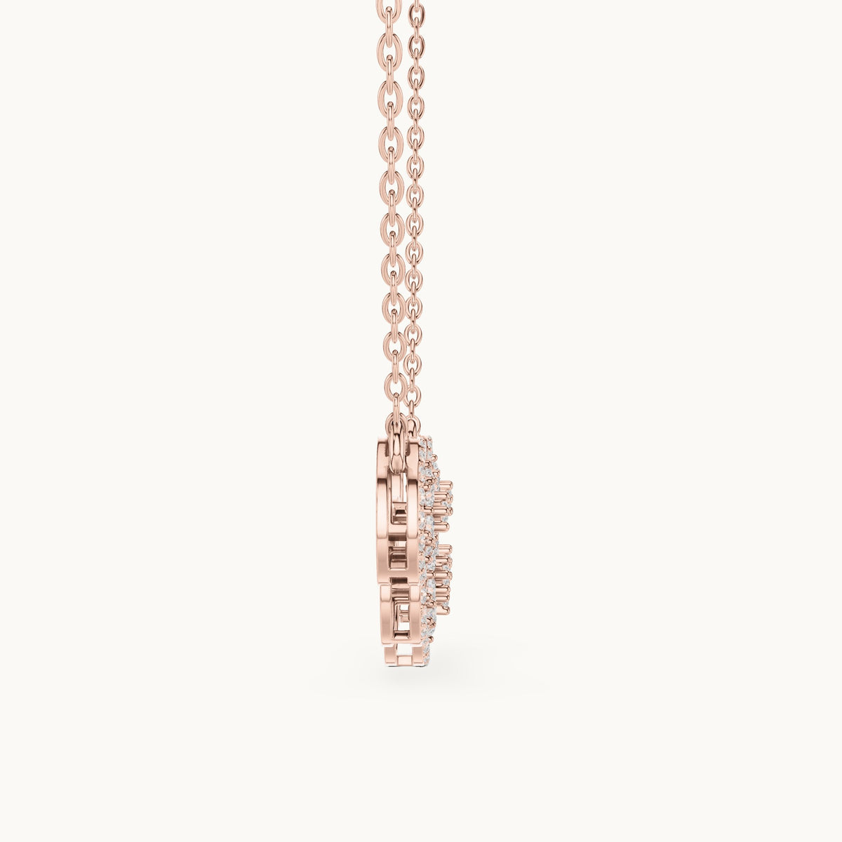 Round lab-grown diamond five-station cluster mangalsutra pendant in rose gold, 1.06 CT TW, view 3