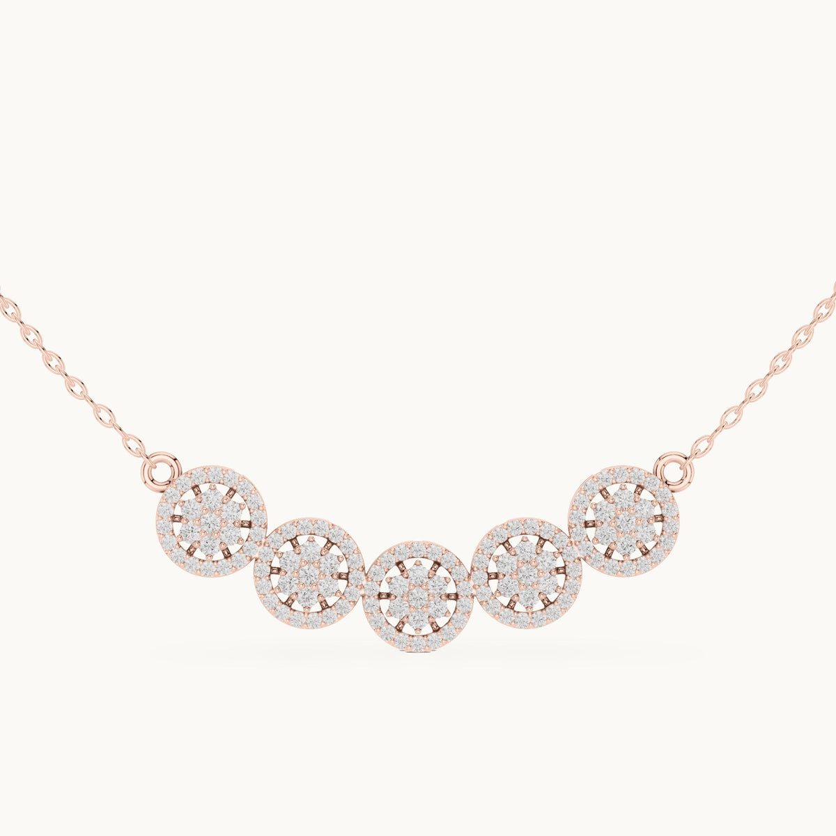 Round lab-grown diamond five-station cluster mangalsutra pendant in rose gold, 1.06 CT TW, view 4