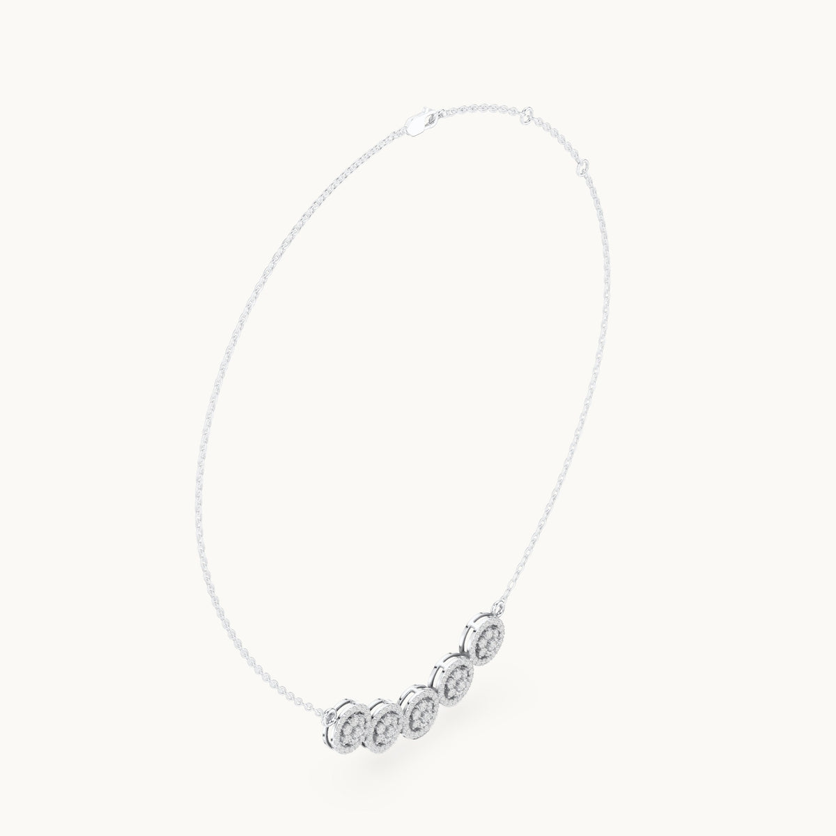 Round lab-grown diamond five-station cluster mangalsutra pendant in white gold, 1.06 CT TW, view 1