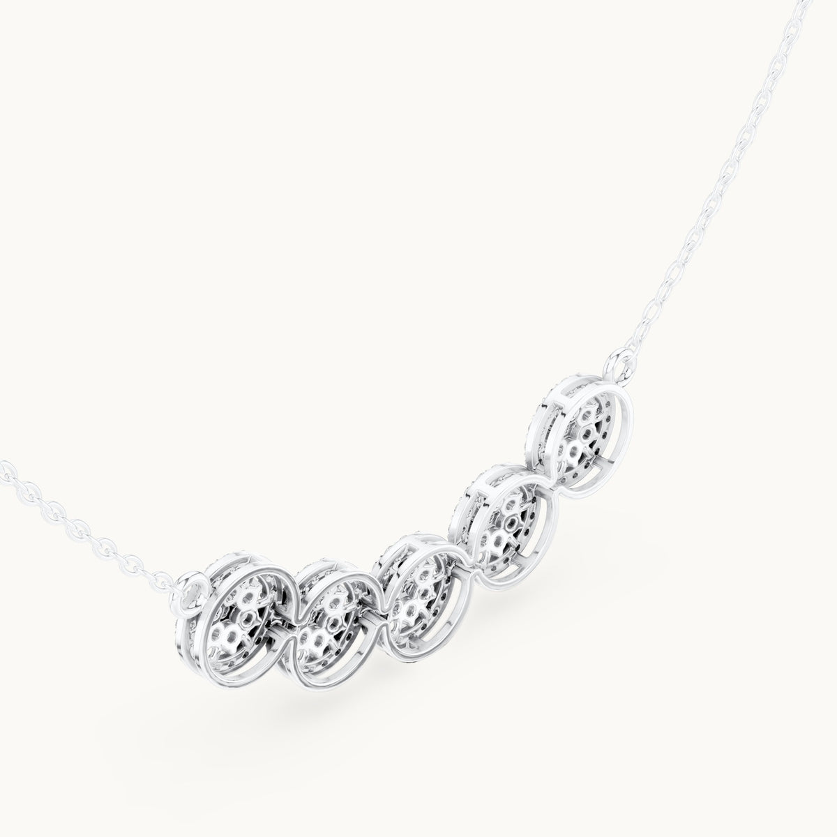 Round lab-grown diamond five-station cluster mangalsutra pendant in white gold, 1.06 CT TW, view 2