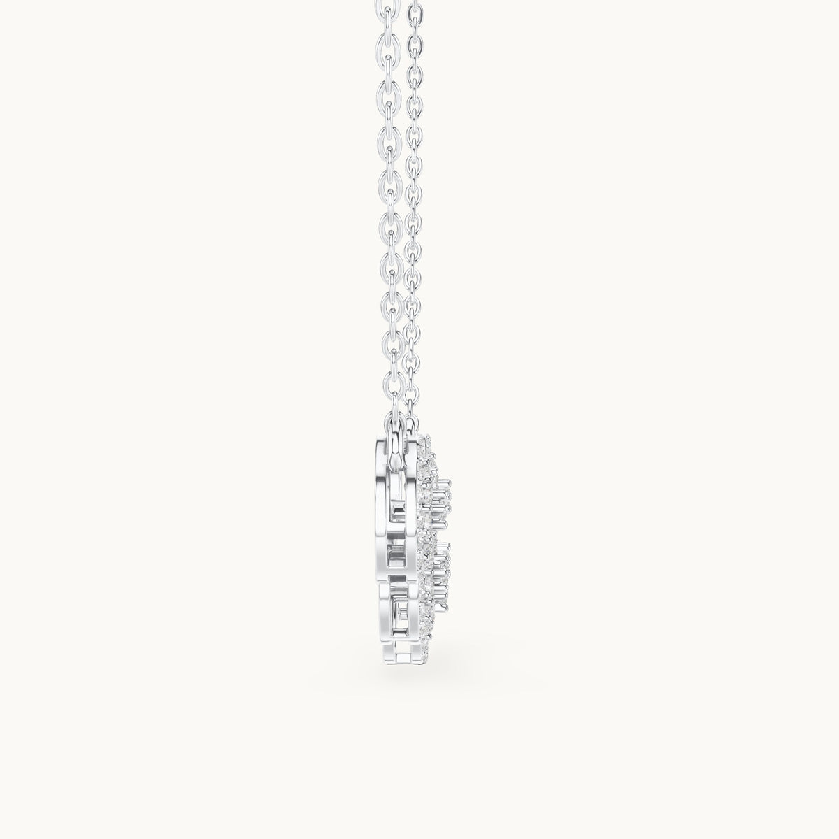 Round lab-grown diamond five-station cluster mangalsutra pendant in white gold, 1.06 CT TW, view 3