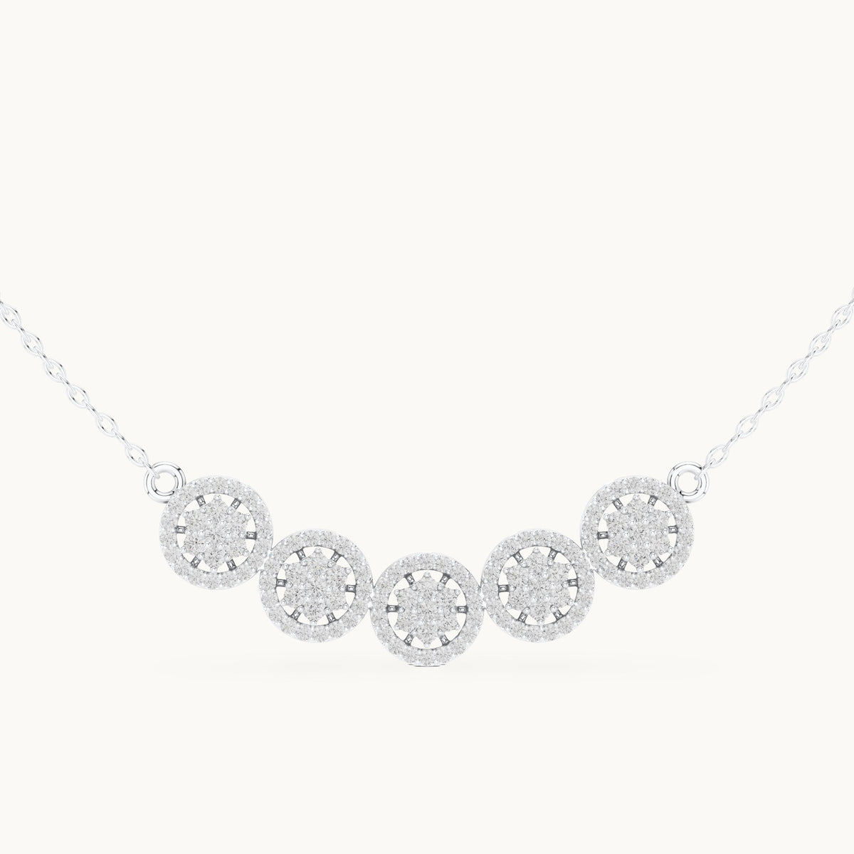 Round lab-grown diamond five-station cluster mangalsutra pendant in white gold, 1.06 CT TW, view 4
