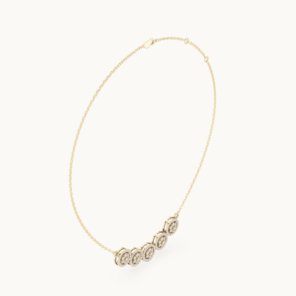 Round lab-grown diamond five-station cluster mangalsutra pendant in yellow gold, 1.06 CT TW, view 1