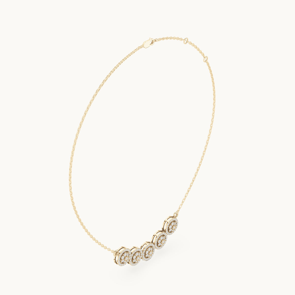 Round lab-grown diamond five-station cluster mangalsutra pendant in yellow gold, 1.06 CT TW, view 1