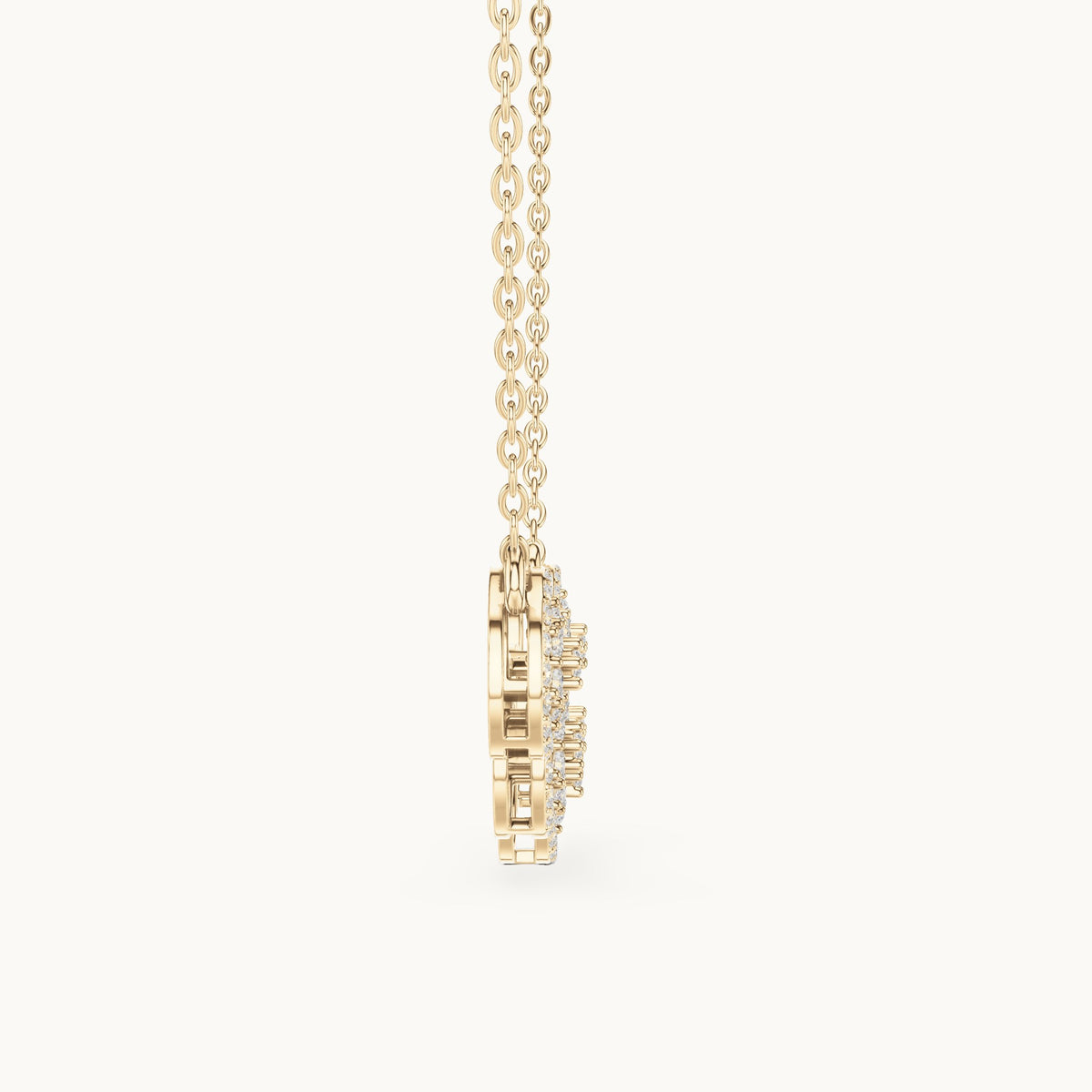 Round lab-grown diamond five-station cluster mangalsutra pendant in yellow gold, 1.06 CT TW, view 3
