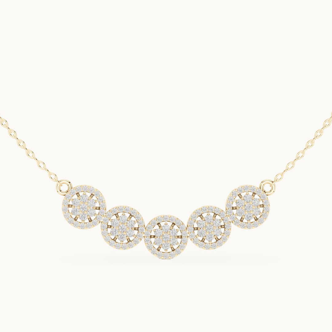 Round lab-grown diamond five-station cluster mangalsutra pendant in yellow gold, 1.06 CT TW, view 4