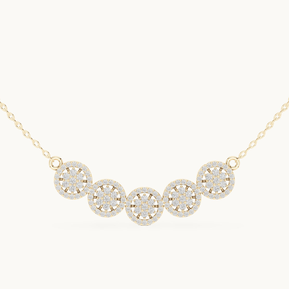 Round lab-grown diamond five-station cluster mangalsutra pendant in yellow gold, 1.06 CT TW, view 4