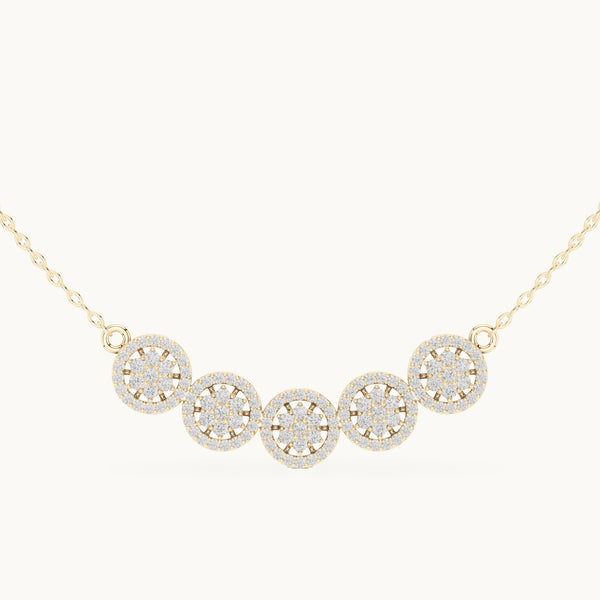 Round Lab-Grown Diamond Five-Station Cluster Mangalsutra Pendant, 1.06 CT TW, Solid Gold