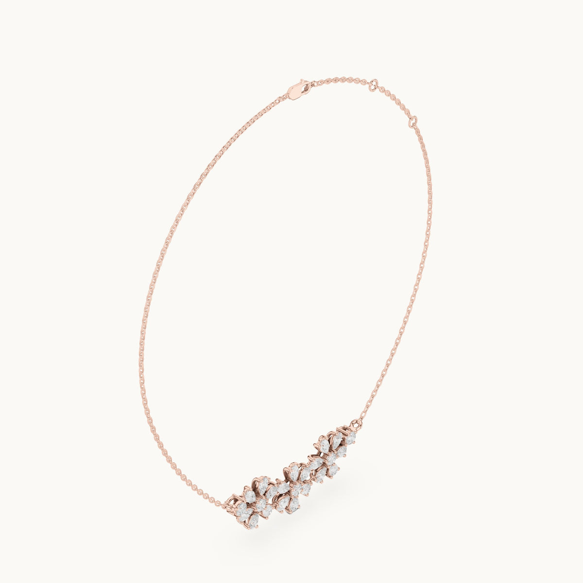 Pear and round lab-grown diamond flower cluster mangalsutra pendant in rose gold, 2.22 CT TW, view 1