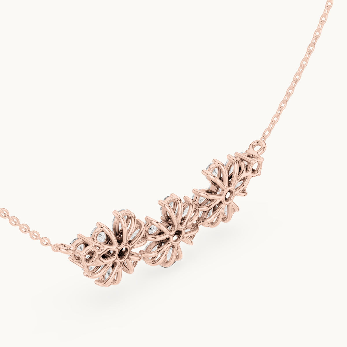 Pear and round lab-grown diamond flower cluster mangalsutra pendant in rose gold, 2.22 CT TW, view 2
