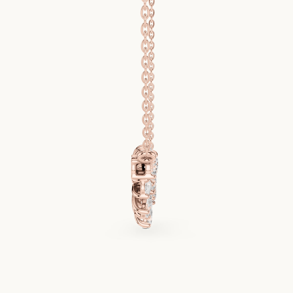 Pear and round lab-grown diamond flower cluster mangalsutra pendant in rose gold, 2.22 CT TW, view 3