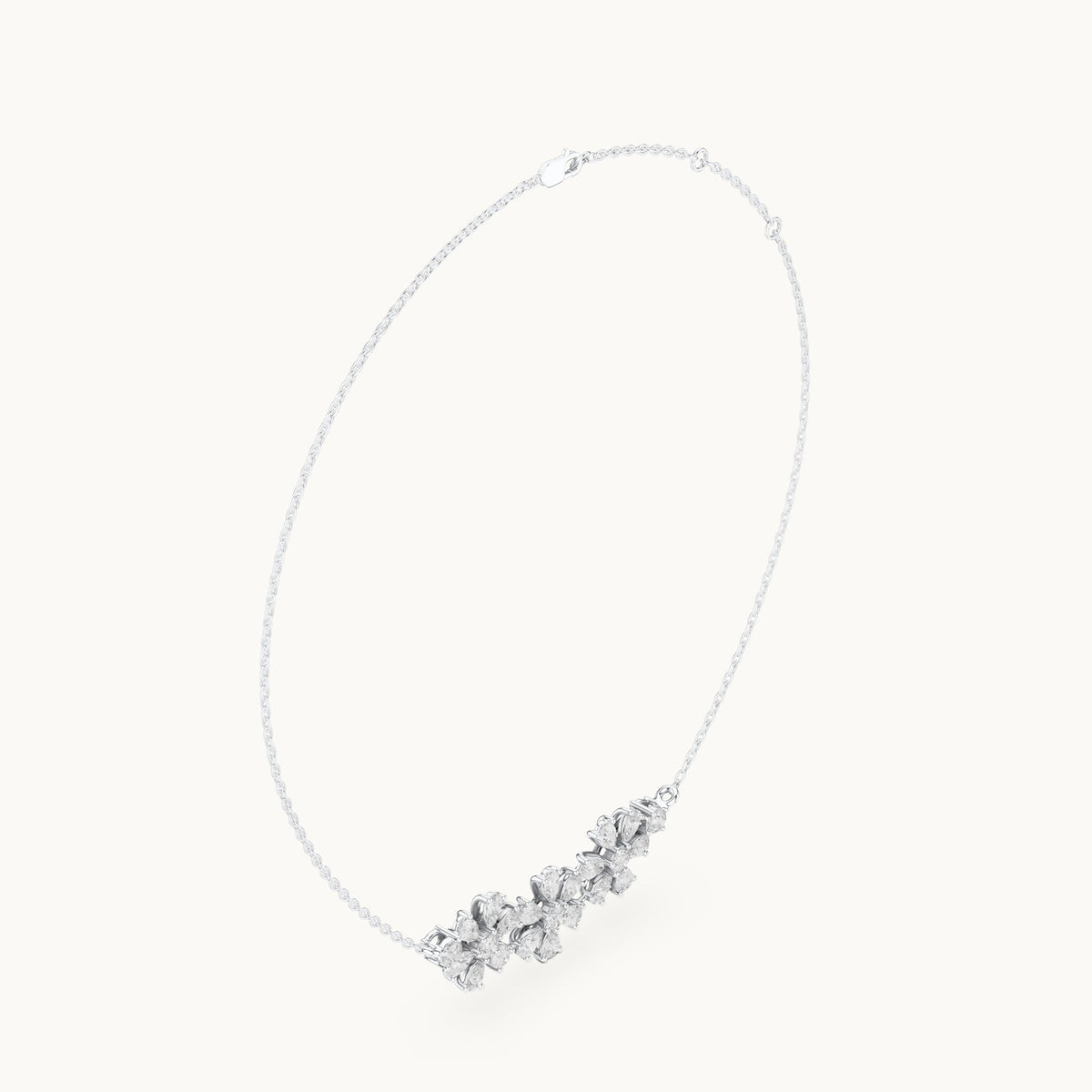 Pear and round lab-grown diamond flower cluster mangalsutra pendant in white gold, 2.22 CT TW, view 1