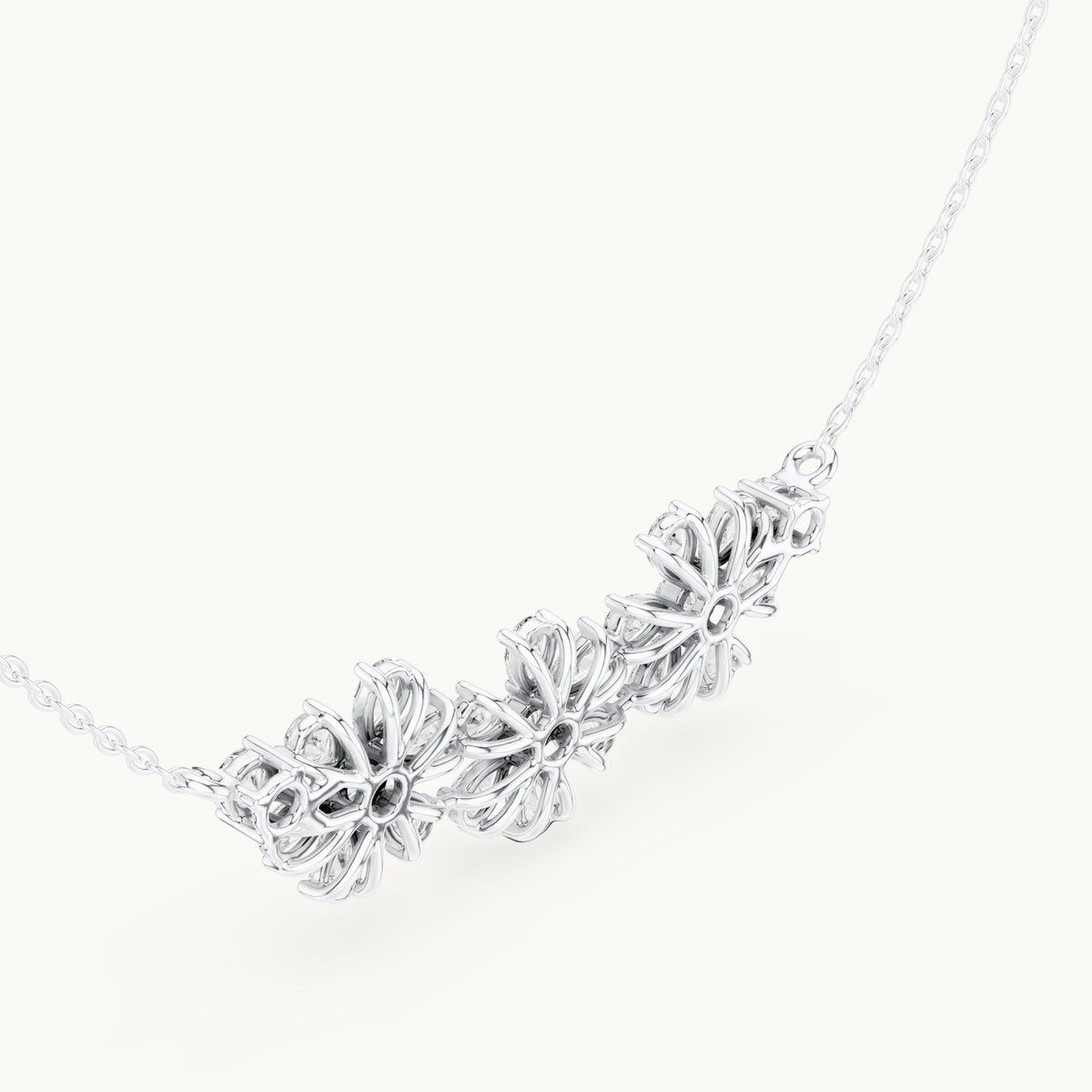 Pear and round lab-grown diamond flower cluster mangalsutra pendant in white gold, 2.22 CT TW, view 2