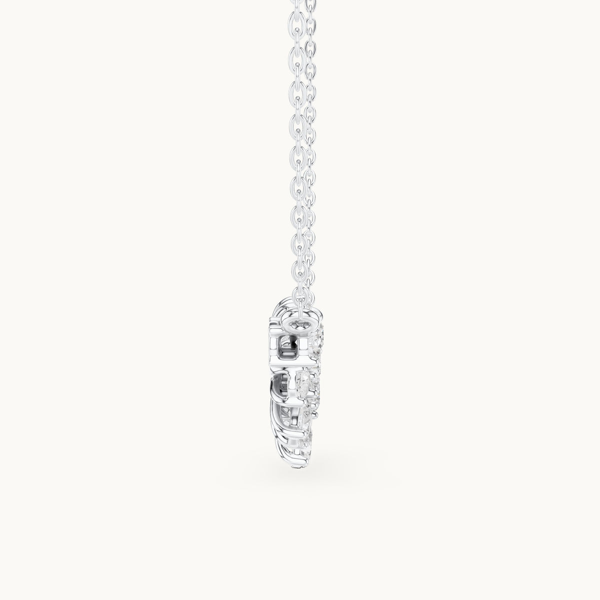 Pear and round lab-grown diamond flower cluster mangalsutra pendant in white gold, 2.22 CT TW, view 3